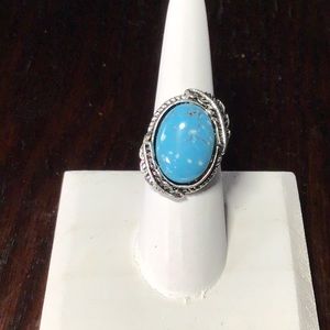 Antique 925 Sterling Silver Terqouise Ring Size 7